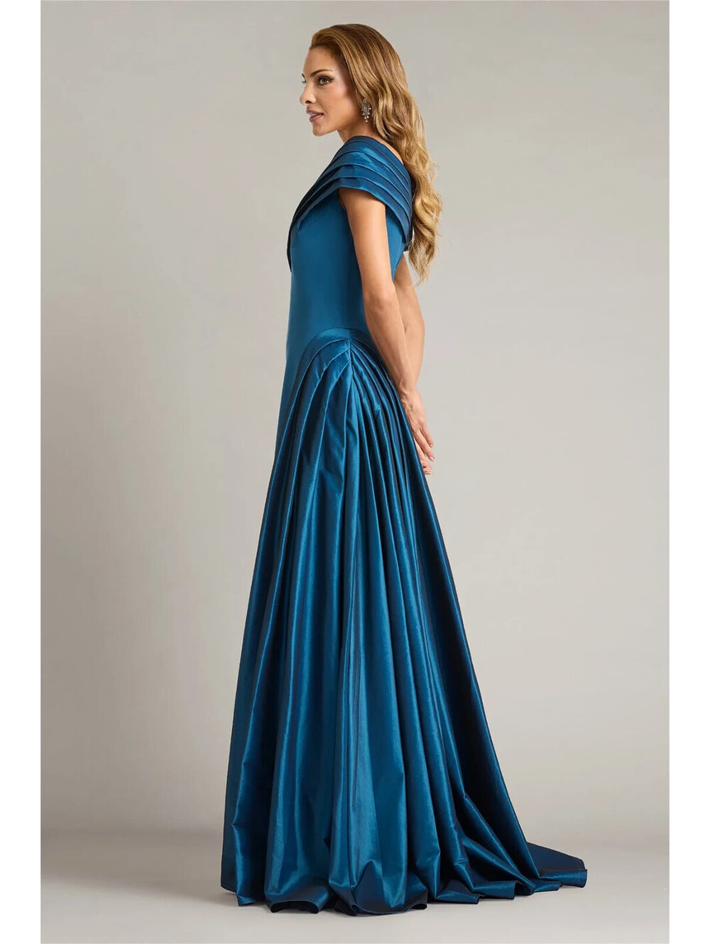 NEW Tadashi Shoji Elysian Draped Overlay Train Gown in Cerulean Sz 10 #LD586 - Picture 4 of 9